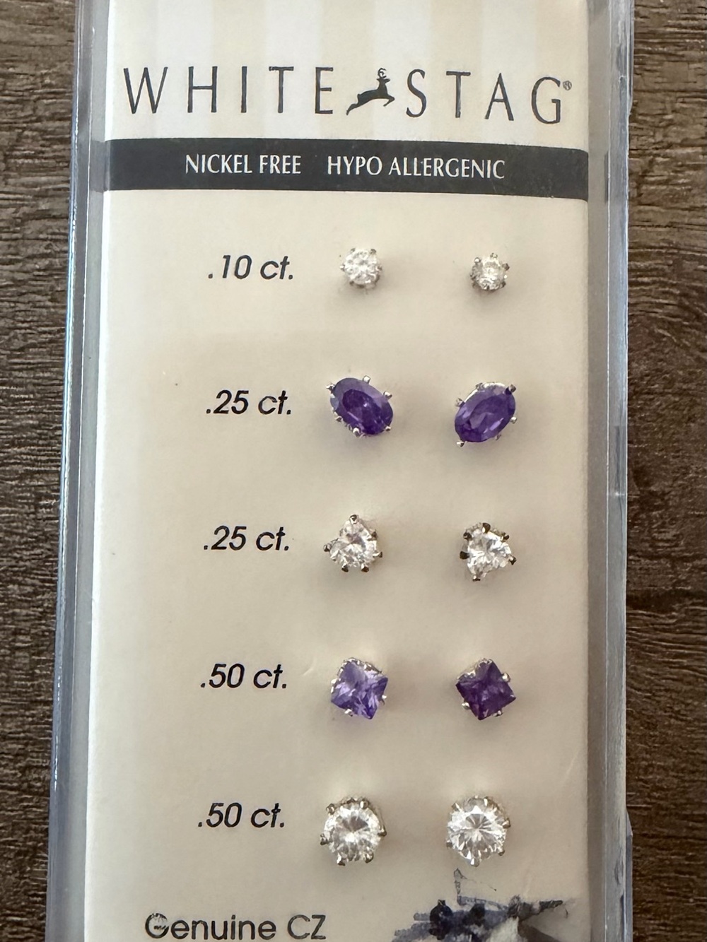 White Stag Purple and Clear Multi-Pair CZ Stud Earring Set